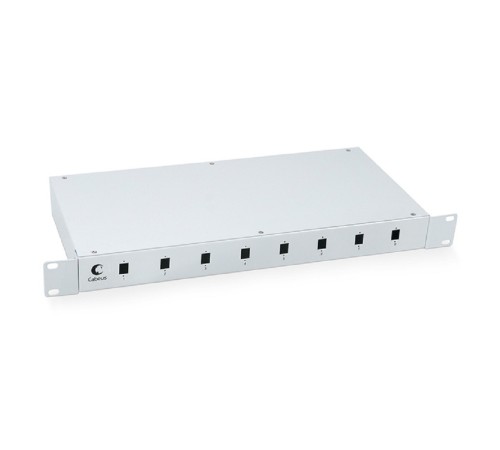 Cabeus FO-19-8SC Кросс бокс оптический 19" на 8 SC (LC duplex) со сплайс пластиной и КДЗС (без пигтейлов и проходных адаптеров)