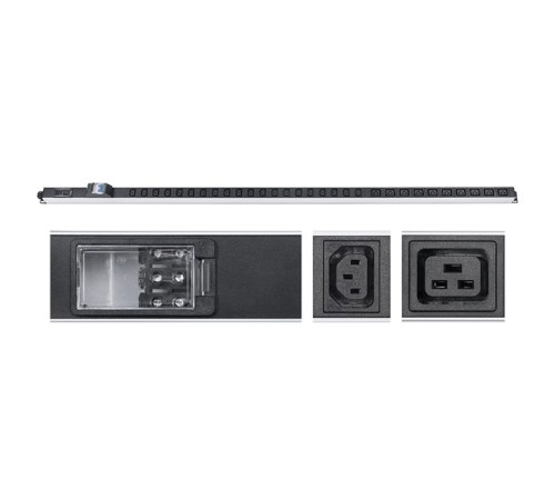 Cabeus PDU-32-10C19-20C13-B-T Блок розеток для 19" шкафов, вертикальный, 10 розеток IEC 320 C19, 20 розеток IEC 320 C13, 32А, автомат защиты, алюминиевый корпус, клеммная колодка