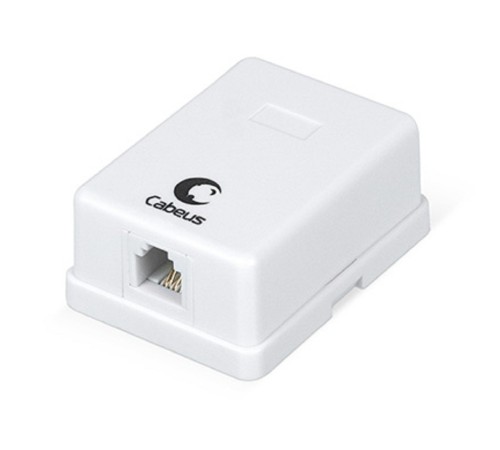 Cabeus WS-6P4C-TEL-1 Розетка телефонная RJ-12(6P4C), одинарная, внешняя, белая Cabeus WS-6P4C-TEL-1 Розетка телефонная RJ-12(6P4C), одинарная, внешняя, белая