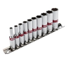 Rexant (12-8318) Набор удлиненных торцевых головок 1/4, шестигранные, CrV, 10 шт., 4-13мм