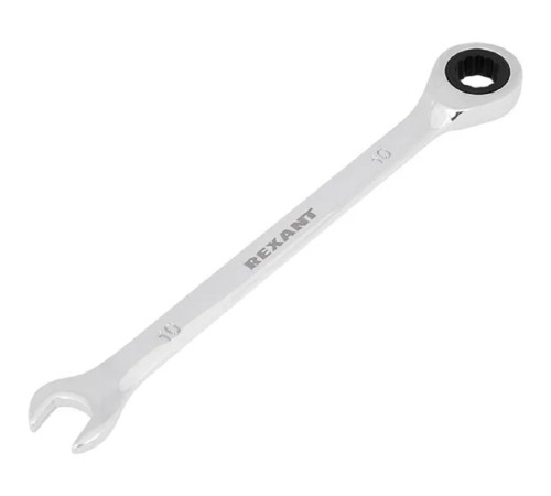 Rexant (12-5805-1) Ключ комбинированный трещоточный 10мм, CrV, зеркальный хром Rexant (12-5805-1) Ключ комбинированный трещоточный 10мм, CrV, зеркальный хром
