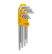 Kranz (KR-12-5221) Набор ключей имбусовых Tamper-Torx 9 шт., ТТ10-ТТ50, закаленные, удлиненные, никель