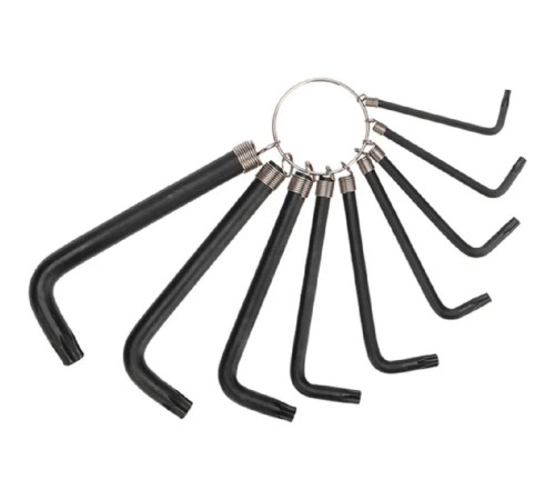 Kranz (KR-12-5203) Набор ключей имбусовых TORX T10-T50, CrV, 9 шт., оксидированные, на кольце