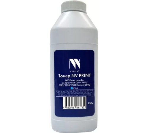 Тонер + девелопер NVP для Xerox WorkCenter 7425, 7525, 7220, 7830 Premium (250г) Cyan. WC 7425, 7428, 7435; WC 7220, 7225; WC 7525, 7530, 7535, 7545, 7556, 7830, 7835, 7845, 7855, 7970; Color C60, С70