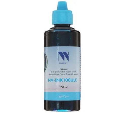 Чернила NV PRINT универсальные на водной основе NV-INK100ULC для аппаратов canon/Epson/НР/Lexmark (100 ml) Light Cyan совместимые