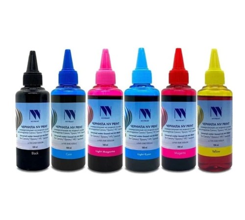 Чернила NV PRINT универсальные на водной основе для canon, Epson, НР, Lexmark, комплект 6 цветов совместимые