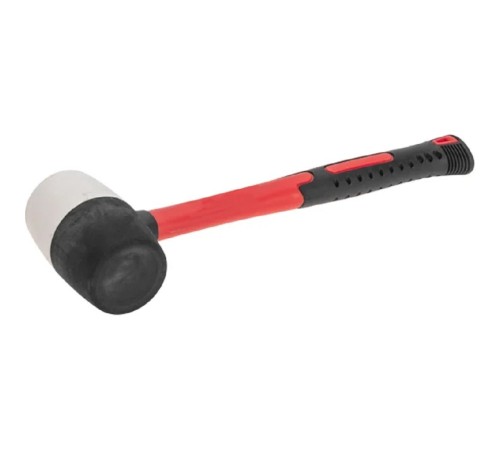Kranz (KR-12-8153) Киянка резиновая 450 г, черно-белая резина, фибергласовая рукоятка Kranz (KR-12-8153) Киянка резиновая 450 г, черно-белая резина, фибергласовая рукоятка