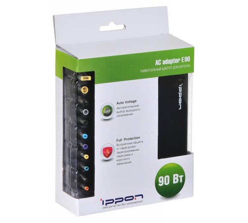 Блок питания Ippon E90 автоматический 90W 18.5V-20V 11-connectors 4.5A от бытовой электросети LED индикатор Блок питания Ippon E90 автоматический 90W 18.5V-20V 11-connectors 4.5A от бытовой электросети LED индикатор