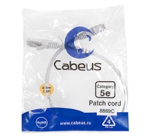 CABEUS PC-FTP-RJ45-CAT.5E-0.5M-LSZH ПАТЧ-КОРД F/UTP, КАТЕГОРИЯ 5Е, 2XRJ45/8P8C, ЭКРАНИРОВАННЫЙ, СЕРЫЙ, LSZH, 0.5М