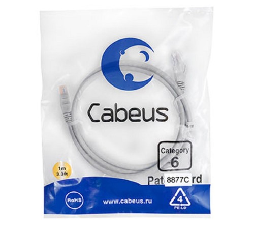 Cabeus PC-UTP-RJ45-Cat.6-1m-LSZH Патч-корд U/UTP, категория 6, 2xRJ45/8p8c, неэкранированный, серый, LSZH, 1м Cabeus PC-UTP-RJ45-Cat.6-1m-LSZH Патч-корд U/UTP, категория 6, 2xRJ45/8p8c, неэкранированный, серый, LSZH, 1м
