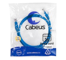 Cabeus PC-UTP-RJ45-Cat.5e-1m-BL Патч-корд U/UTP, категория 5е, 2xRJ45/8p8c, неэкранированный, синий, PVC, 1м