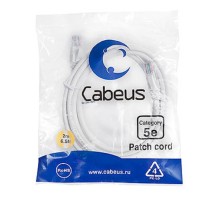 Cabeus PC-UTP-RJ45-Cat.5e-2m-WH Патч-корд U/UTP, категория 5е, 2xRJ45/8p8c, неэкранированный, белый, PVC, 2м