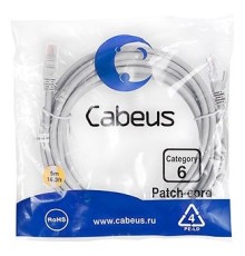 Cabeus PC-UTP-RJ45-Cat.6-5m  Патч-корд UTP, категория 6, 5 м, неэкранированный, серый LSZH