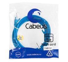 Cabeus PC-UTP-RJ45-Cat.5e-2m-BL Патч-корд U/UTP, категория 5е, 2xRJ45/8p8c, неэкранированный, синий  PVC, 2м