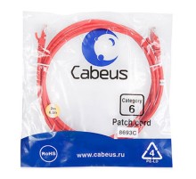 Cabeus PC-UTP-RJ45-Cat.6-2m-RD Патч-корд U/UTP, категория 6, 2xRJ45/8p8c, неэкранированный, красный, PVC, 2м