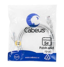Cabeus PC-UTP-RJ45-Cat.5e-1.5m Патч-корд U/UTP, категория 5е, 2xRJ45/8p8c, неэкранированный, серый, PVC, 1.5м