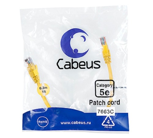 Cabeus PC-UTP-RJ45-Cat.5e-0.3m-YL-LSZH Патч-кордUTP, категория 5e, 0.3 м, LSZH, неэкранированный,желтый Cabeus PC-UTP-RJ45-Cat.5e-0.3m-YL-LSZH Патч-кордUTP, категория 5e, 0.3 м, LSZH, неэкранированный,желтый