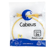 Cabeus PC-UTP-RJ45-Cat.5e-0.5m-YL Патч-корд U/UTP, категория 5е, 2xRJ45/8p8c, неэкранированный, желтый, PVC, 0.5м