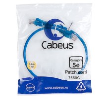 Cabeus PC-UTP-RJ45-Cat.5e-0.5m-BL-LSZH Патч-корд U/UTP, категория 5е, 2xRJ45/8p8c, неэкранированный, синий, LSZH, 0.5м