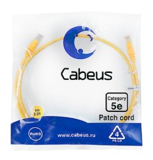 Cabeus PC-UTP-RJ45-Cat.5e-1m-YL Патч-корд U/UTP, категория 5е, 2xRJ45/8p8c, неэкранированный, желтый, PVC, 1м