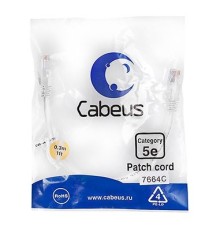 Cabeus PC-UTP-RJ45-Cat.5e-0.3m-WH Патч-корд U/UTP, категория 5е, 2xRJ45/8p8c, неэкранированный, белый, PVC, 0.3м