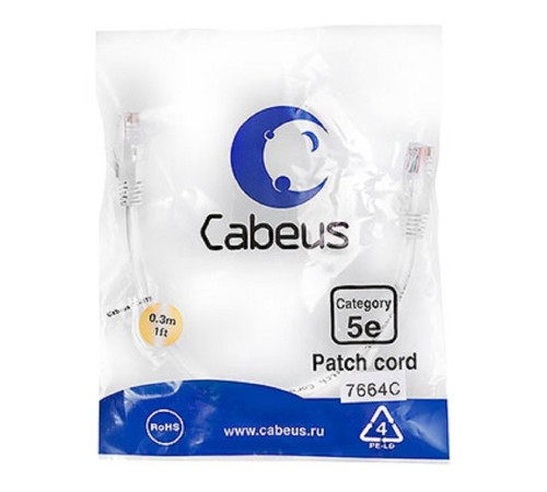 Cabeus PC-UTP-RJ45-Cat.5e-0.3m-WH-LSZH Патч-корд U/UTP, категория 5е, 2xRJ45/8p8c, неэкранированный, белый, LSZH, 0.3м Cabeus PC-UTP-RJ45-Cat.5e-0.3m-WH-LSZH Патч-корд U/UTP, категория 5е, 2xRJ45/8p8c, неэкранированный, белый, LSZH, 0.3м