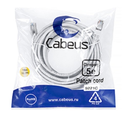 Cabeus PC-FTP-RJ45-Cat.5e-10m Патч-корд F/UTP, категория 5е, 2xRJ45/8p8c, экранированный, серый, PVC, 10м