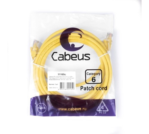 Cabeus PC-UTP-RJ45-Cat.6-3m-YL-LSZH Патч-корд U/UTP, категория 6, 2xRJ45/8p8c, неэкранированный, желтый, LSZH, 3м Cabeus PC-UTP-RJ45-Cat.6-3m-YL-LSZH Патч-корд U/UTP, категория 6, 2xRJ45/8p8c, неэкранированный, желтый, LSZH, 3м