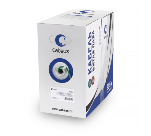 Cabeus UTP-4P-Cat.5e-SOLID-LSZH-GN Кабель витая пара UTP (U/UTP), категория 5e, 4 пары (24 AWG), одножильный, зеленый, LSZH, нг(А)-HF (305 м)