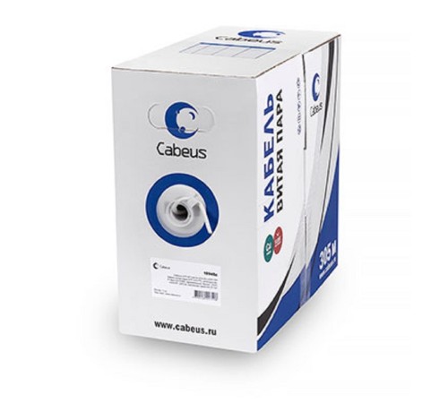 Cabeus UTP-4P-Cat.5e-SOLID-LSLTx-GY Витая пара UTP (U/UTP), категория 5e, 4 пары (24 AWG), одножильный, нг(А)-LSLTx, серый  (305 м)