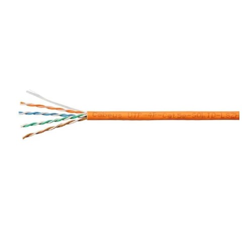 Cabeus UTP-4P-Cat.5e-SOLID-LSZH-OR-LIGHT Кабель витая пара UTP (U/UTP), категория 5e, 4 пары 0,48мм (24 AWG), одножильный, LSZH, нг(А)-HF, оранжевый, (305 м)
