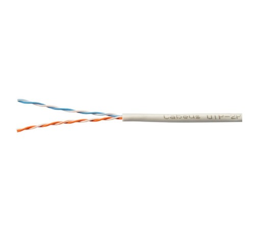 Cabeus UTP-2P-Cat.5e-SOLID-GY-LIGHT-100 Кабель витая пара UTP (U/UTP), категория 5e, 2 пары 0,48 мм (24 AWG), одножильный, PVC нг(А)-LS, серый (100 м)