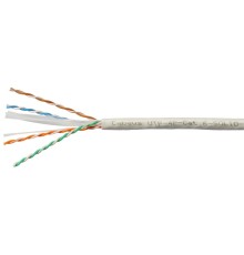 Cabeus UTP-4P-Cat.6-SOLID-LSZH-GY Кабель витая пара UTP (U/UTP), категория 6, 4 пары (23 AWG), одножильный, LSZH нг(А)-HF, серый (305 м)