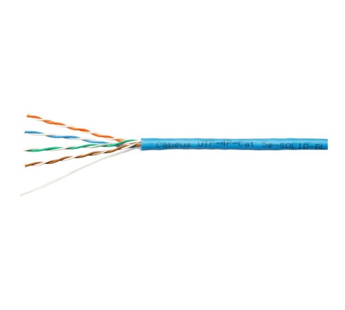 Cabeus UTP-4P-Cat.5e-SOLID-BL-100 Кабель витая пара UTP (U/UTP), категория 5e, 4 пары (24 AWG), одножильный, PVC нг(А)-LS, синий (100 м)