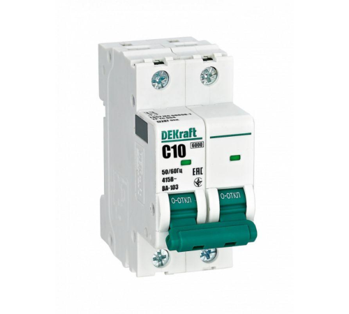 Выключатель автоматический модульный 2п C 10А 6кА ВА-103 DEKraft 12287DEK