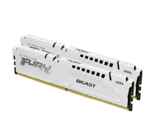 Модуль памяти Kingston 32GB (2x16GB) DDR5 6000MT/s CL36 FURY Beast White EXPO Non-ECC Unbuffered DIMM (Kit of 2) 1RX8 36-44-44 1.35V 288-pin 16Gbit