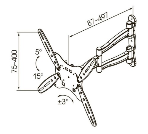 Кронштейн для телевизора Kromax TECHNO-5 белый 15"-55" макс.35кг настенный поворот и наклон Кронштейн для телевизора Kromax TECHNO-5 белый 15"-55" макс.35кг настенный поворот и наклон