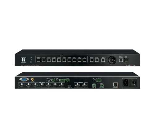 Kramer VP-550X Масштабатор HDMI / VGA / CV / USB-C в HDMI с эмбедированием и деэмбедированием аудио; поддержка 4К60 4:4:4, микшируемый микрофонный вход, два параллельных выхода HDMI (54-00086330)