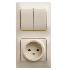 Systeme electric GSL000272 GLOSSA БЛОК: РОЗЕТКА + 2-клавишный ВЫКЛЮЧАТЕЛЬ БЕЖЕВЫЙ