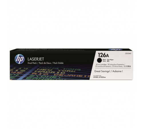 Картридж лазерный HP 126A CE310AD черный x2упак. (2400стр.) для HP LJ CP1025 Картридж лазерный HP 126A CE310AD черный x2упак. (2400стр.) для HP LJ CP1025
