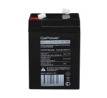 Аккумулятор свинцово-кислотный GoPower LA-645/security 6V 4.5Ah (1/20) Аккумулятор свинцово-кислотный GoPower LA-645/security (00-00015321)