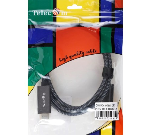 Кабель DisplayPort M-> HDMI M 4K@60Hz 1.8m Telecom,оплетка (TA561M-1.8M) VCOM Кабель-переходник Telecom DisplayPort M/HDMI M (TA561M-1.8M)