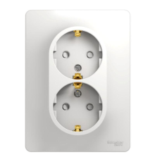 Systeme electric GSL000126 GLOSSA РОЗЕТКА двойная с заземлением со шторками, 16А, в сборе, БЕЛЫЙ