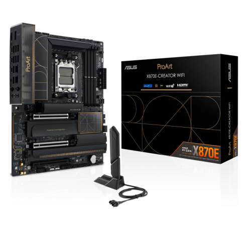 Материнская плата Asus PROART X870E-CREATOR WIFI SocketAM5 AMD X870 4xDDR5 ATX AC`97 8ch(7.1) 1 x 10Gigabit + 1 x 2.5Gigabit RAID+HDMI+DP