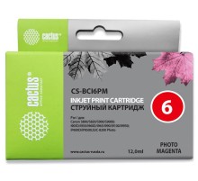 Картридж струйный Cactus CS-BCI6PM светло-пурпурный (12мл) для Canon BJC-8200/MP750/MP760/MP780/iP4000/iP5000/iP6000D/iP8500/S800/S820D/S830D/S900/S9000/i865/i905D/i9100/i950/i965/i990/i9900/i9951