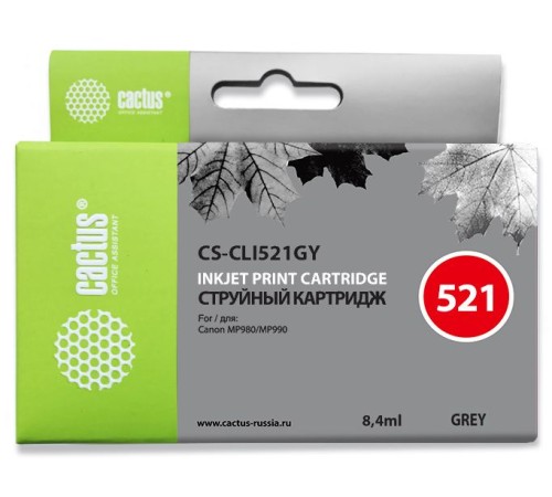 Картридж струйный Cactus CS-CLI521GY серый (8.4мл) для Canon Pixma MP980/MP990