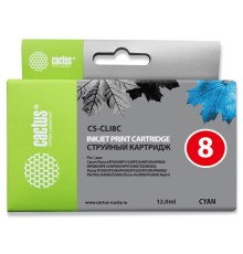 Картридж струйный Cactus CS-CLI8C голубой (12мл) для Canon Pixma MP470/MP500/MP510/MP520/MP530 MP600/MP800/MP810/MP830/MP970/iP3300/iP3500/iP4200/iP4300/iP5200/iP5300/iP6600D/iP6700D/MX700/MX850/iX4000/iX5000/Pro9000/9000/Mark II