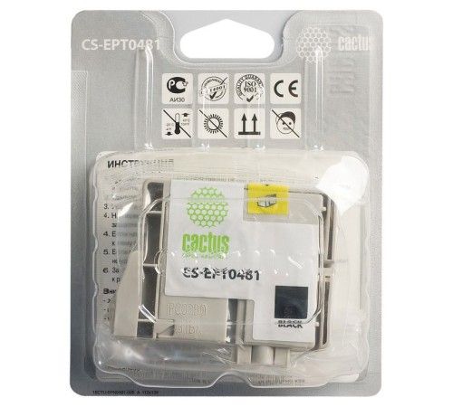 Картридж струйный Cactus CS-EPT0481 черный (16мл) для Epson Stylus Photo R200/R220/R300/R320/R340/RX500/RX600/RX620/RX640