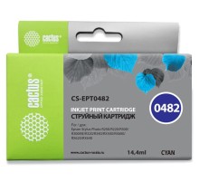 Картридж струйный Cactus CS-EPT0482 голубой (14.4мл) для Epson Stylus Photo R200/R220/R300/R320/R340/RX500/RX600/RX620/RX640