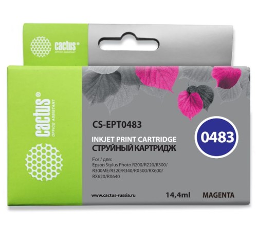 Картридж струйный Cactus CS-EPT0483 пурпурный (14.4мл) для Epson Stylus Photo R200/R220/R300/R320/R340/RX500/RX600/RX620/RX640